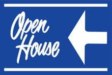 Open House Sign Blue (Left Pointing Arrow)
