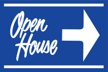 Open House Sign Blue (Right Pointing Arrow)