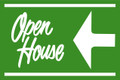 Open House Sign Green (Left Pointing Arrow)