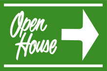 Open House Sign Green (Right Pointing Arrow)