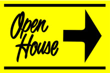 Open House Sign Yellow/Black (Right Pointing Arrow)