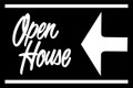 Open House Sign Black (Left Pointing Arrow)