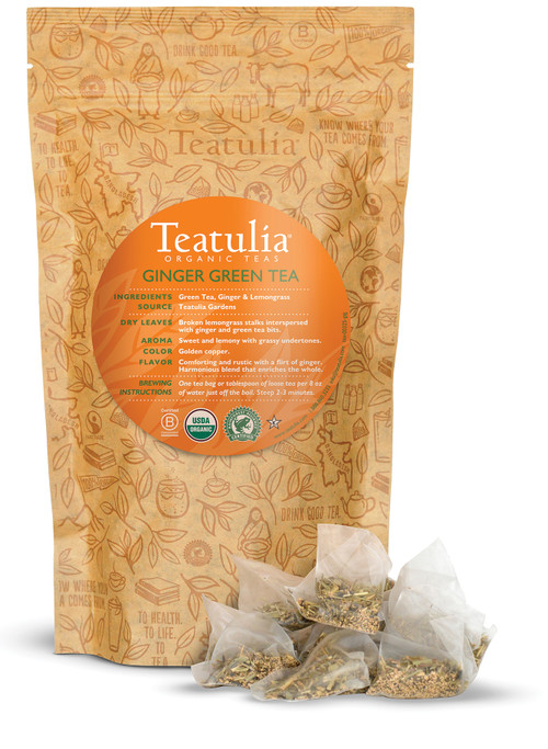 Organic Teatulia Ginger Green Pyramid Bulk Tea Bags