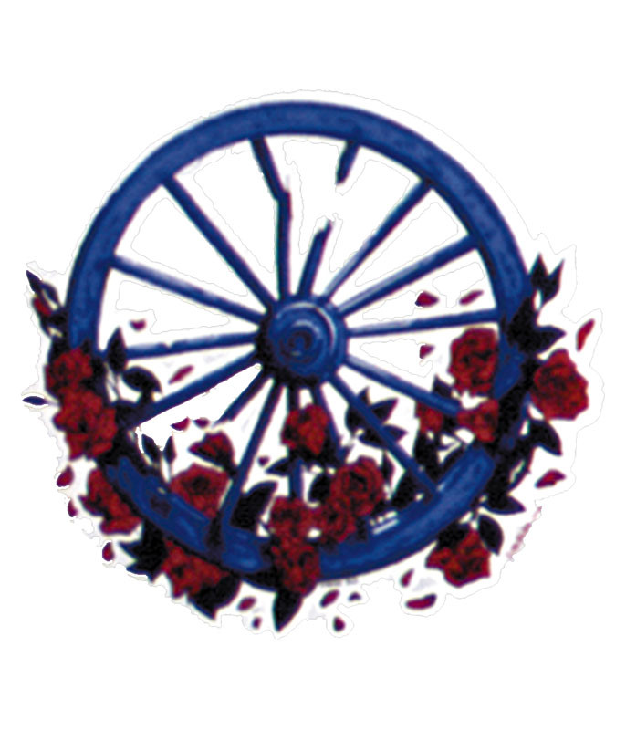 Grateful Dead Wheel And Roses 5 in. Sticker Liquid Blue