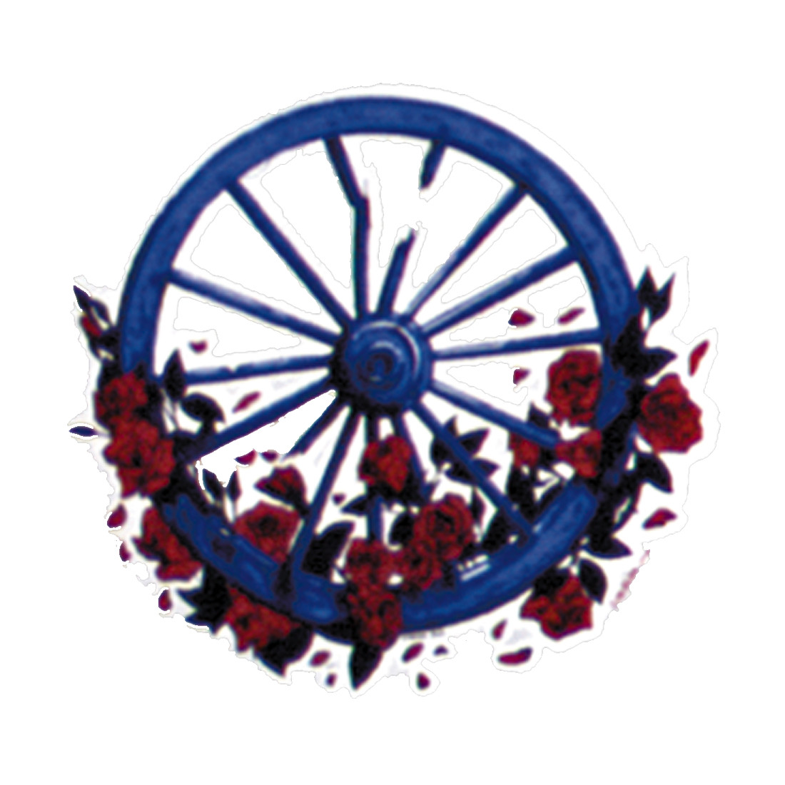 Grateful Dead Wheel And Roses 5 in. Sticker Liquid Blue