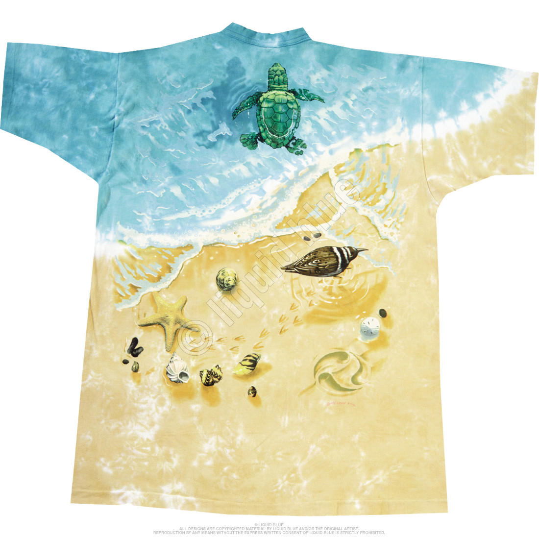 Aquatic Turtle Beach Tie-Dye T-Shirt Tee Liquid Blue