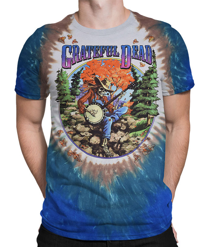 Grateful Dead Banjo Tie-Dye T-Shirt Tee Liquid Blue