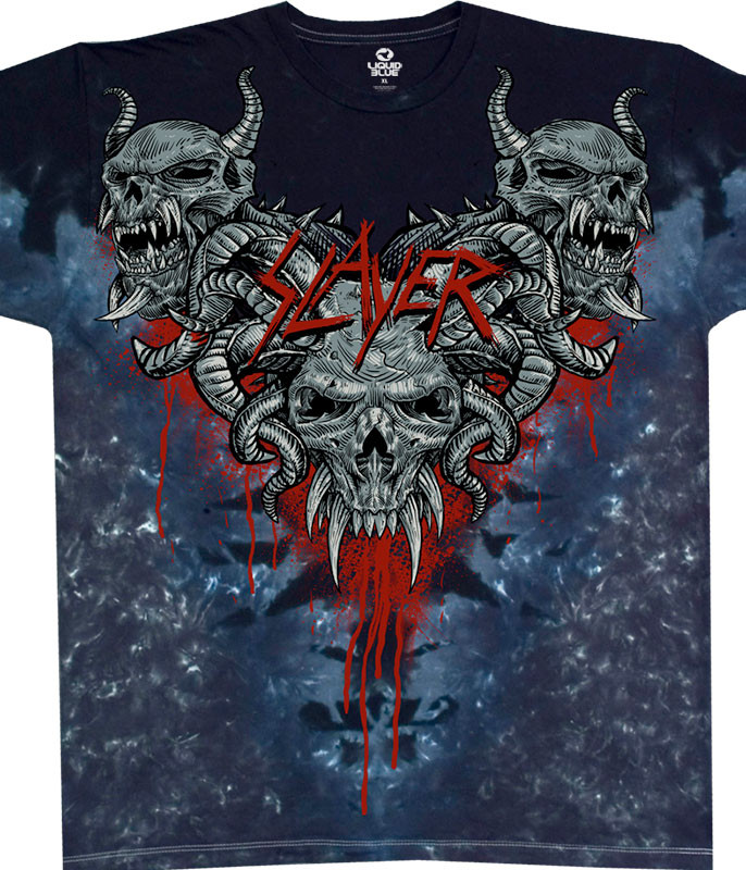 Slayer Hell Awaits Tie-Dye T-Shirt Tee Liquid Blue