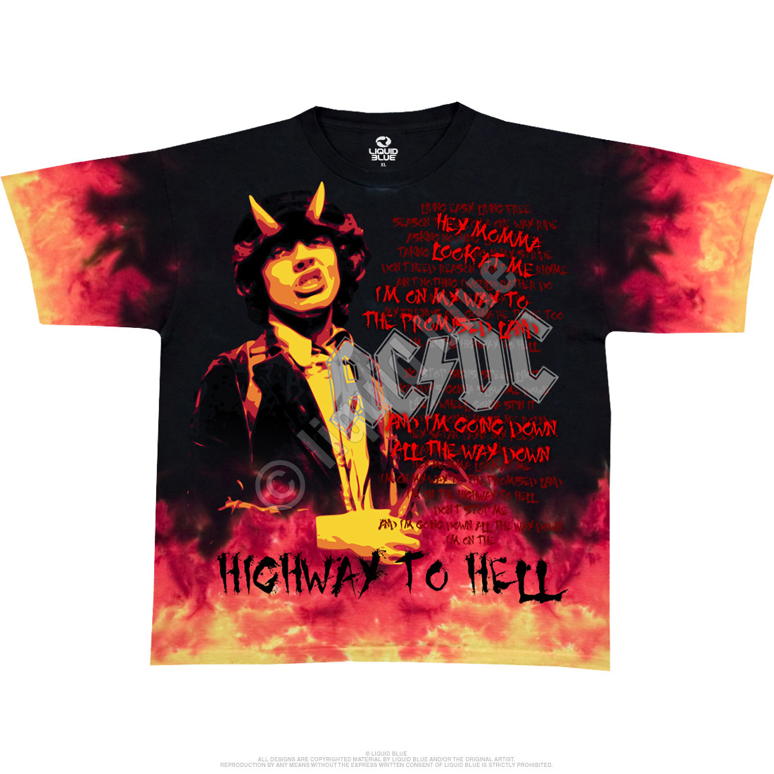 AC/DC Hell TieDye TShirt Tee Liquid Blue