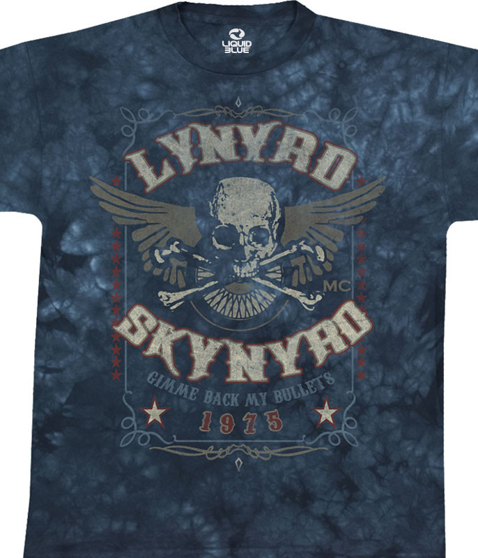 Lynyrd Skynyrd Gimme Back My Bullets Tie-Dye T-Shirt Tee Liquid Blue