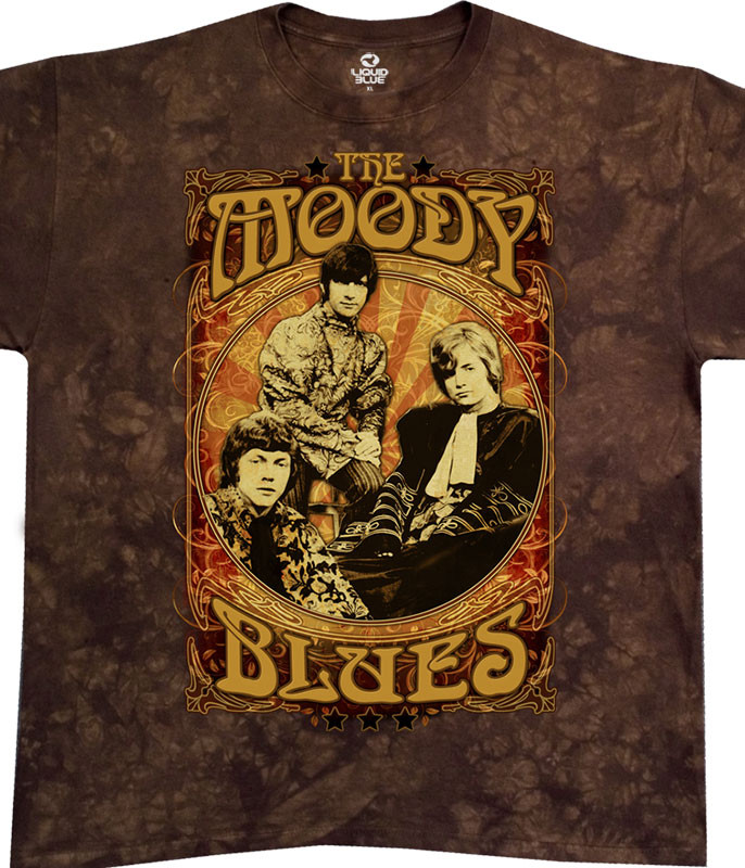 Moody Blues Vintage Poster Tie-Dye T-Shirt Tee Liquid Blue