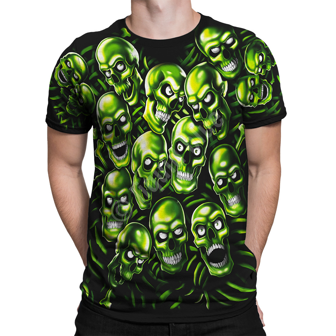 supreme green skull t shirt