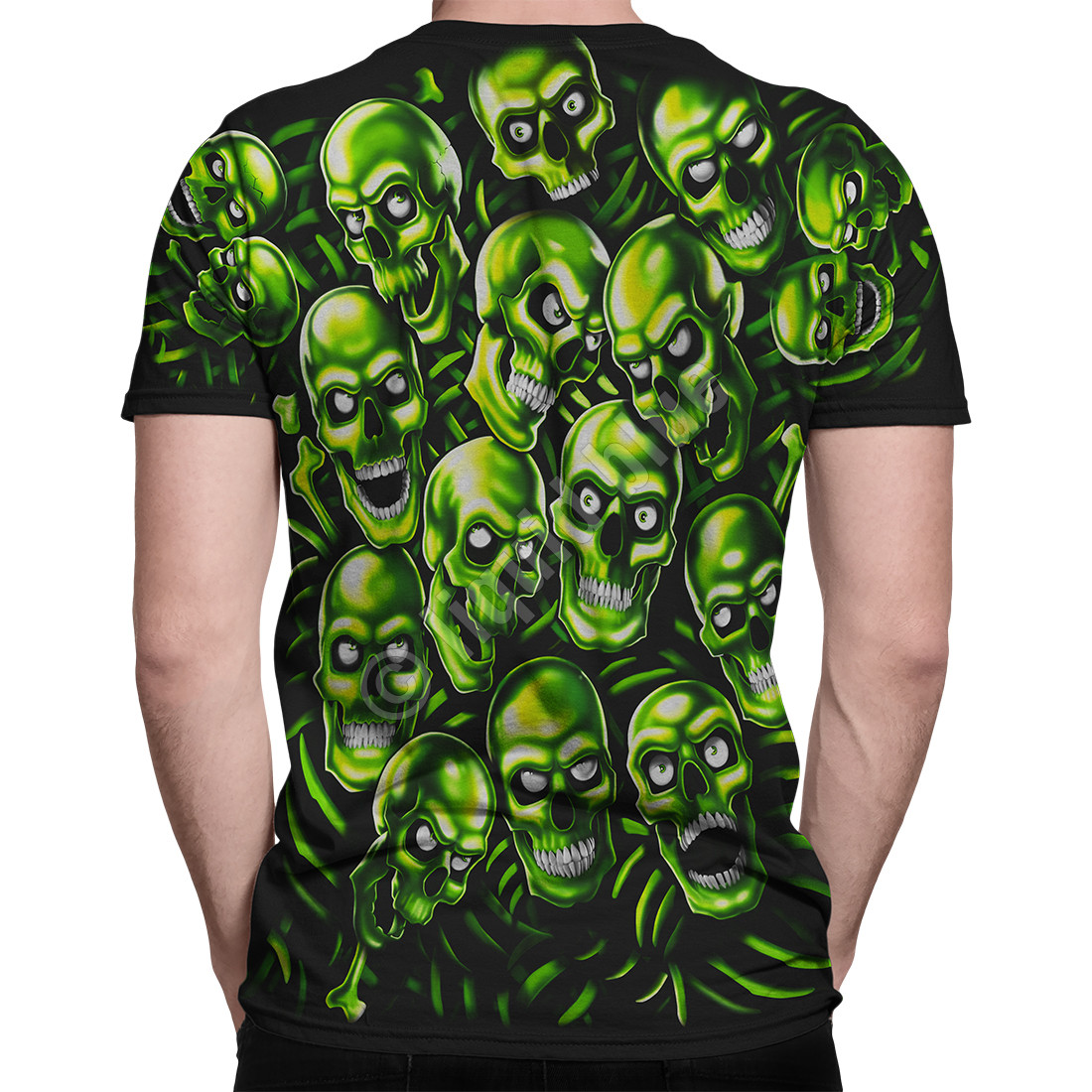 Fantasy Men's Skull Pile T-Shirt Black, Size: Large