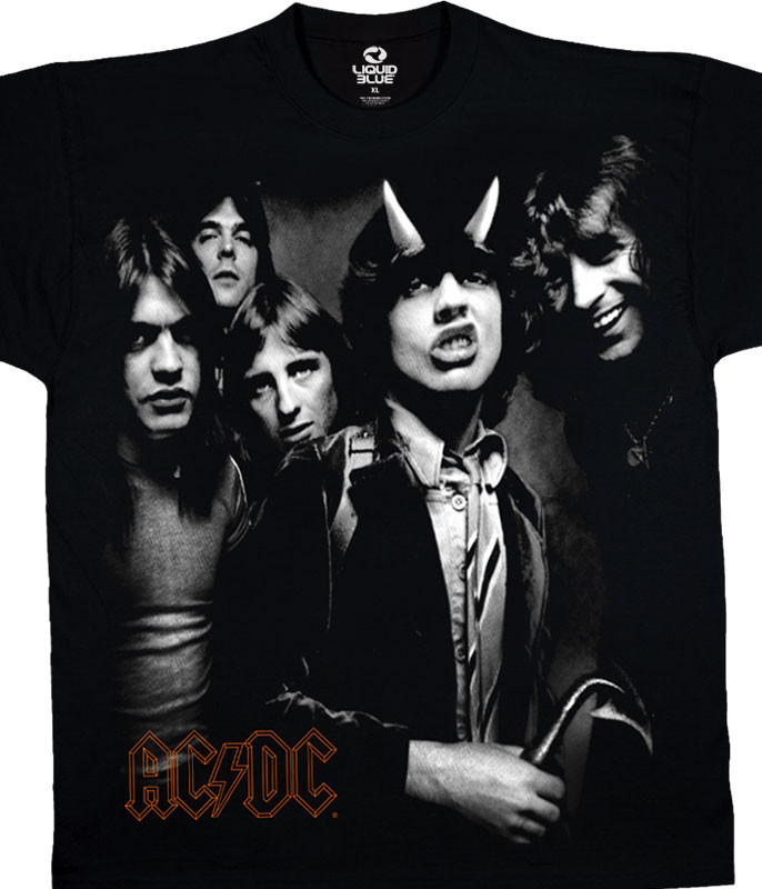 AC/DC Highway Group Black T-Shirt Tee Liquid Blue
