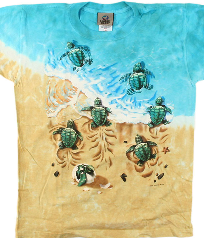 Aquatic Turtle Beach Youth Tie-Dye T-Shirt Tee Liquid Blue