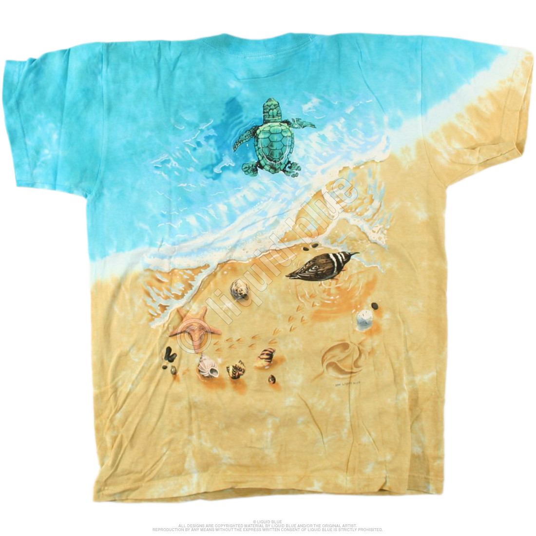 Aquatic Turtle Beach Youth Tie-Dye T-Shirt Tee Liquid Blue