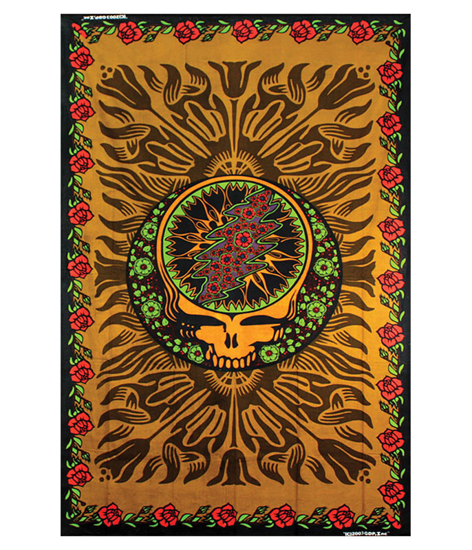 Grateful Dead Steal Your Face Rose Tapestry Liquid Blue