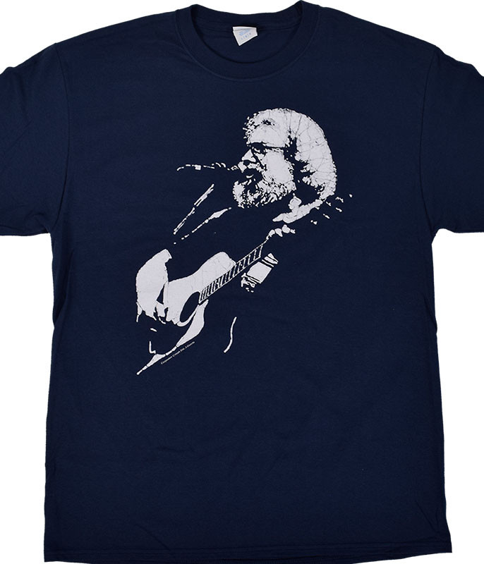Grateful Dead Jerry Garcia Acoustic Navy T-Shirt Tee Liquid Blue