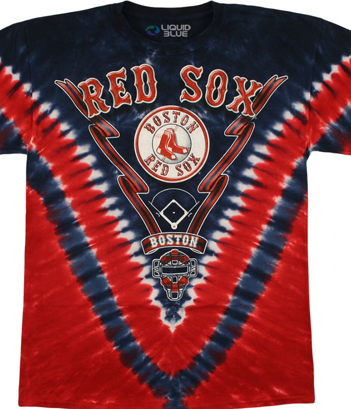 MLB Boston Red Sox V Tie-Dye T-Shirt Tee Liquid Blue