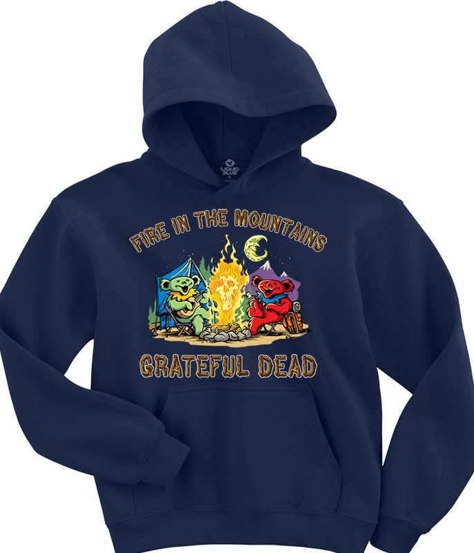 Grateful Dead Fire In The Mountain Navy Hoodie Liquid Blue