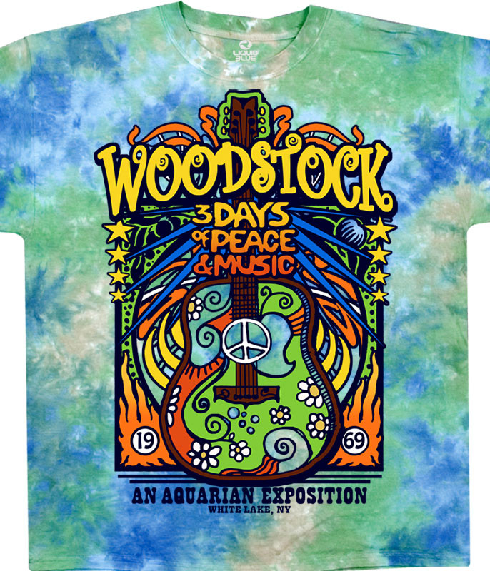 Woodstock Music Festival Black T-Shirt Tee Liquid Blue