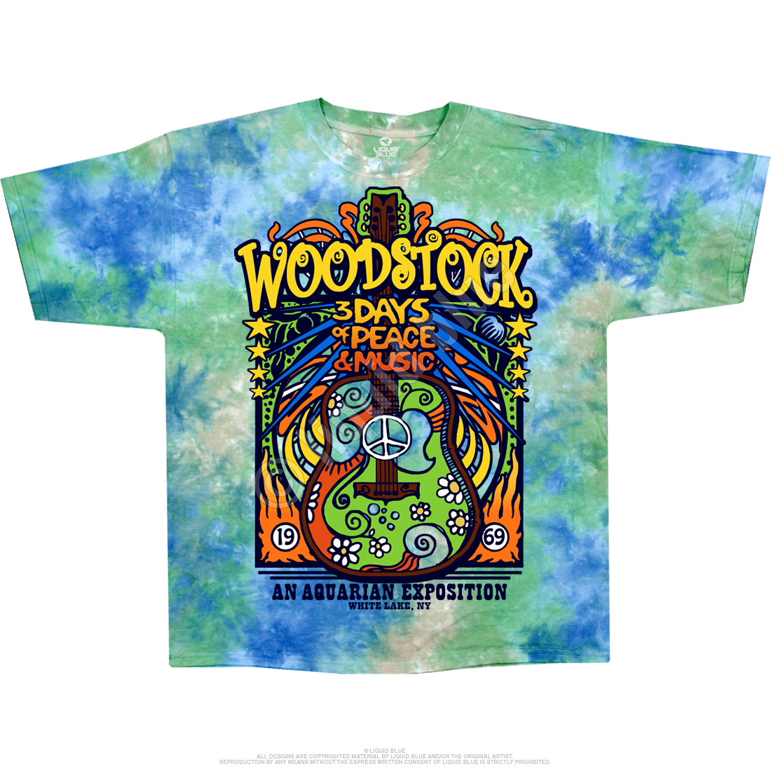 Woodstock Music Festival Black T-Shirt Tee Liquid Blue