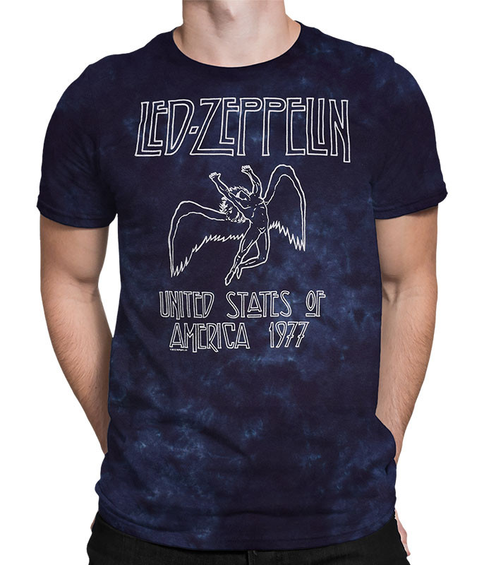 Led Zeppelin USA Tour 77 Tie-Dye T-Shirt Tee Liquid Blue