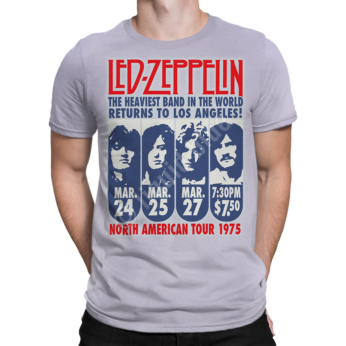 Led Zeppelin La 1975 Tie Dye T Shirt Tee Liquid Blue