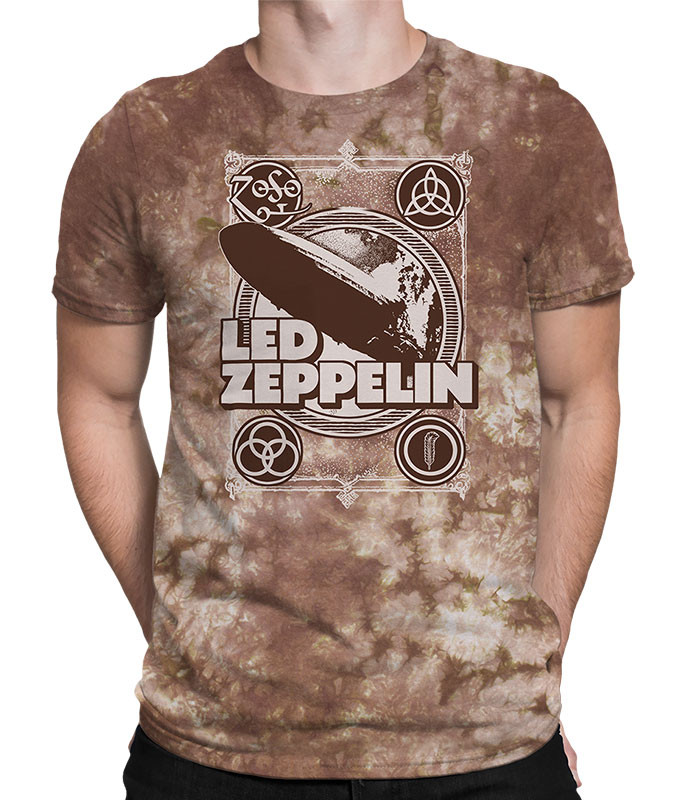 Led Zeppelin Poster Tie-Dye T-Shirt Tee Liquid Blue