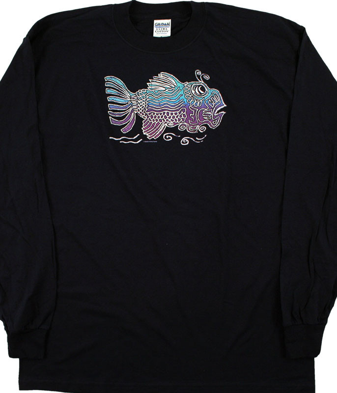 Jerry Garcia Jerry Fish Navy Long Sleeve T-Shirt Tee