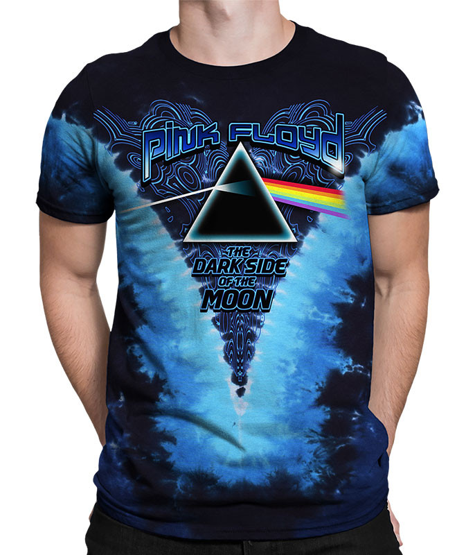 Pink Floyd Dark Side Of The Moon TieDye TShirt Tee Liquid Blue