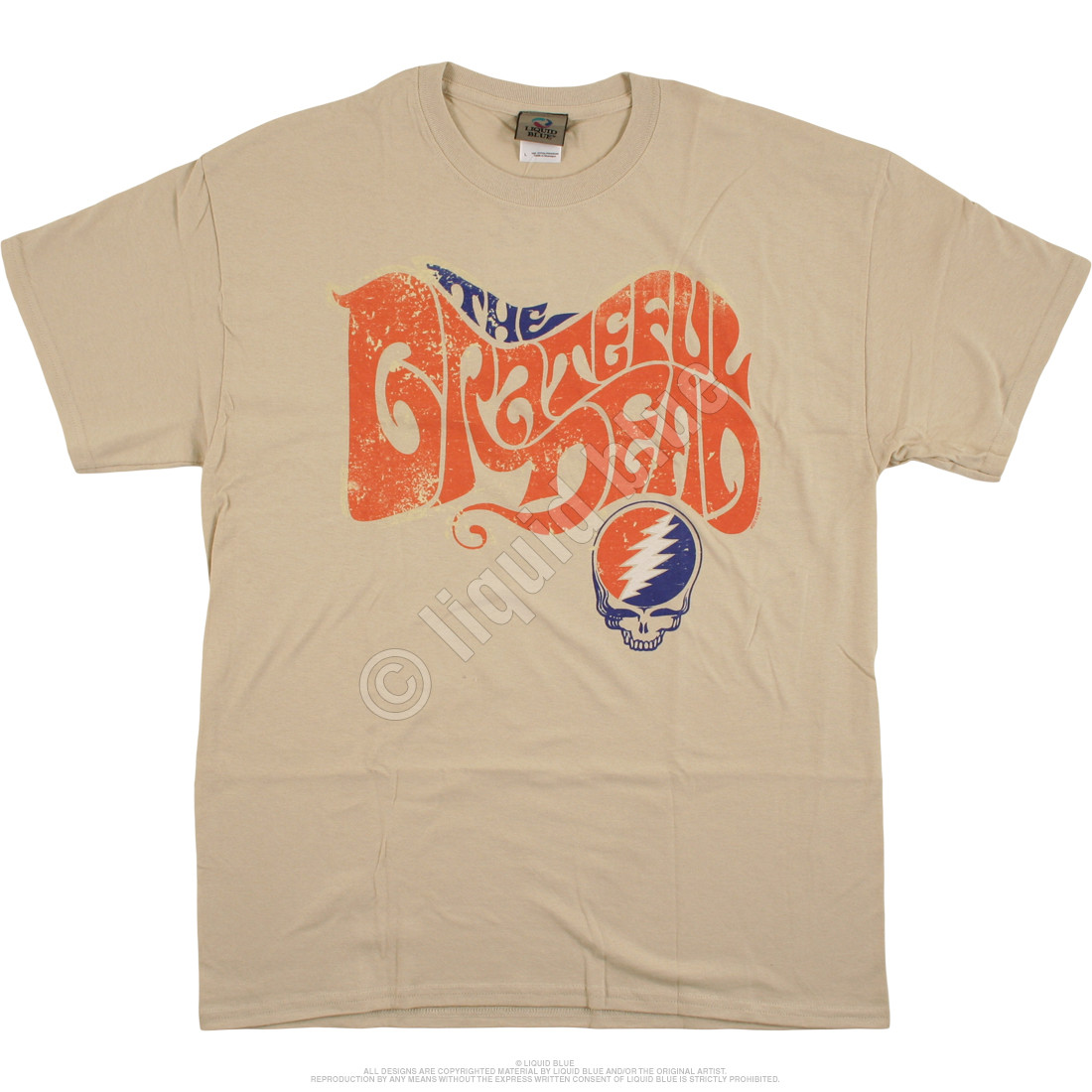 Grateful Dead The Grateful Dead Tan T-Shirt Tee Liquid Blue