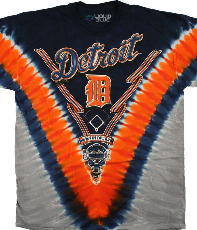 MLB Detroit Tigers V Tie-Dye T-Shirt Tee Liquid Blue