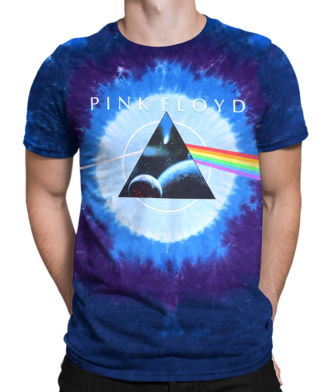 Pink Floyd Dark Side Galaxy Tie-Dye T-Shirt Tee Liquid Blue