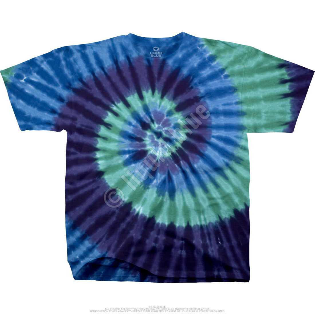 Cool Spiral Unprinted Tie-Dye T-Shirt Tee Liquid Blue