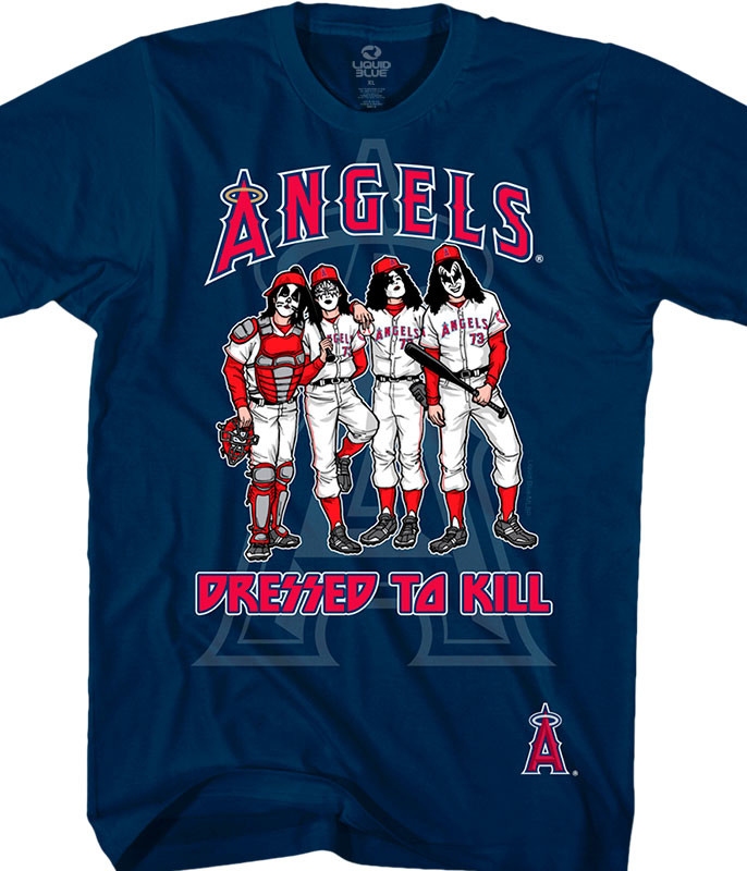 MLB Los Angeles Angels KISS Dressed to Kill Navy T-Shirt Tee Liquid Blue