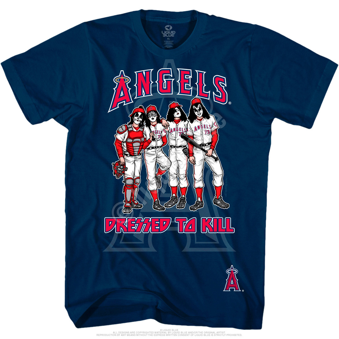 MLB Los Angeles Angels KISS Dressed to Kill Navy T-Shirt Tee Liquid Blue