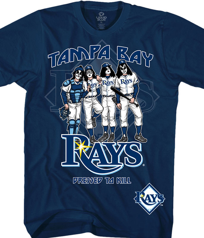 MLB Tampa Bay Rays KISS Dressed to Kill Navy TShirt Tee Liquid Blue
