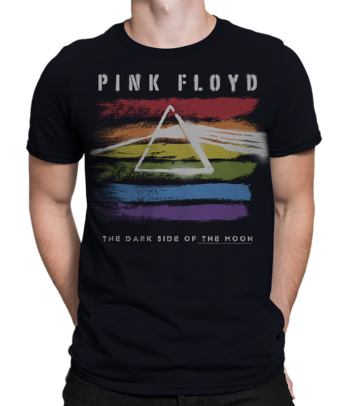 Pink Floyd Dark Side Brushed Black Athletic T-Shirt Tee Liquid Blue