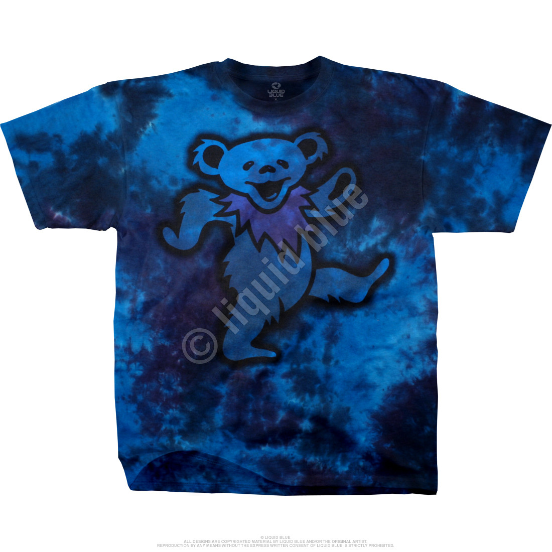 Grateful Dead Big Bear Tie Dye T Shirt Tee Liquid Blue 