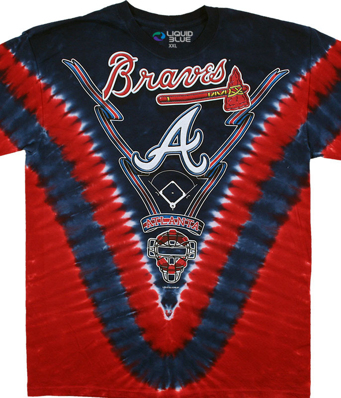 Mlb Atlanta Braves V Tie Dye T Shirt Tee Liquid Blue