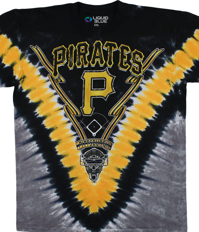 MLB Pittsburgh Pirates V Tie-Dye T-Shirt Tee Liquid Blue