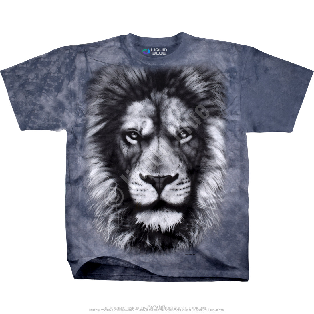 Exotic Wildlife Lion Glare Tie-Dye T-Shirt Tee Liquid Blue
