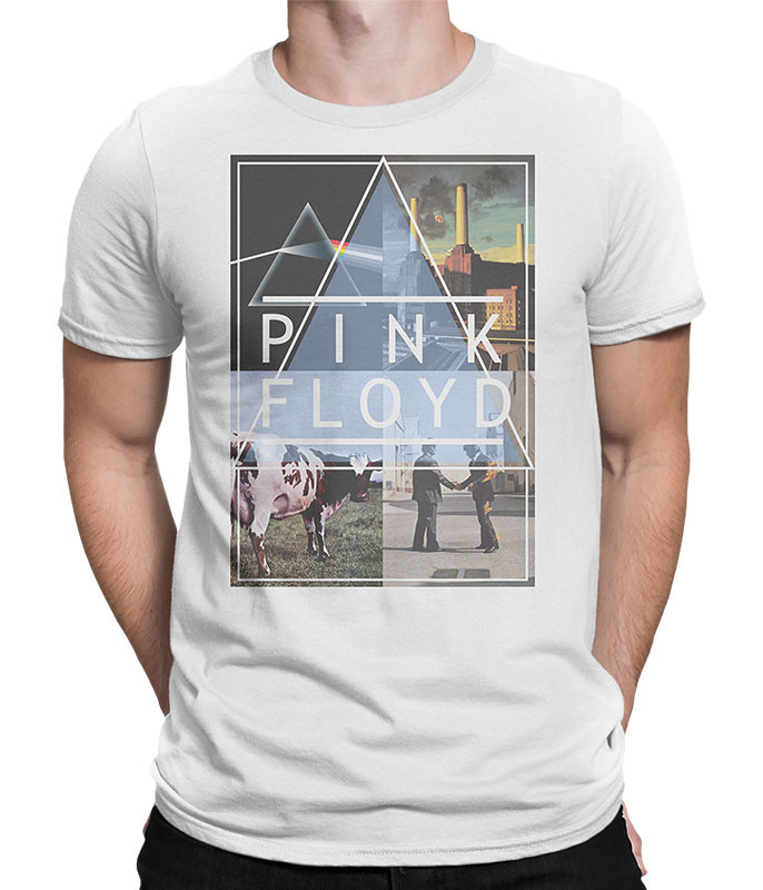 Pink Floyd Classics White Athletic T-Shirt Tee Liquid Blue