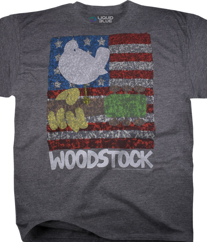 Woodstock American Woodstock Dark Heather Poly-Cotton T-Shirt Tee Liquid Blue