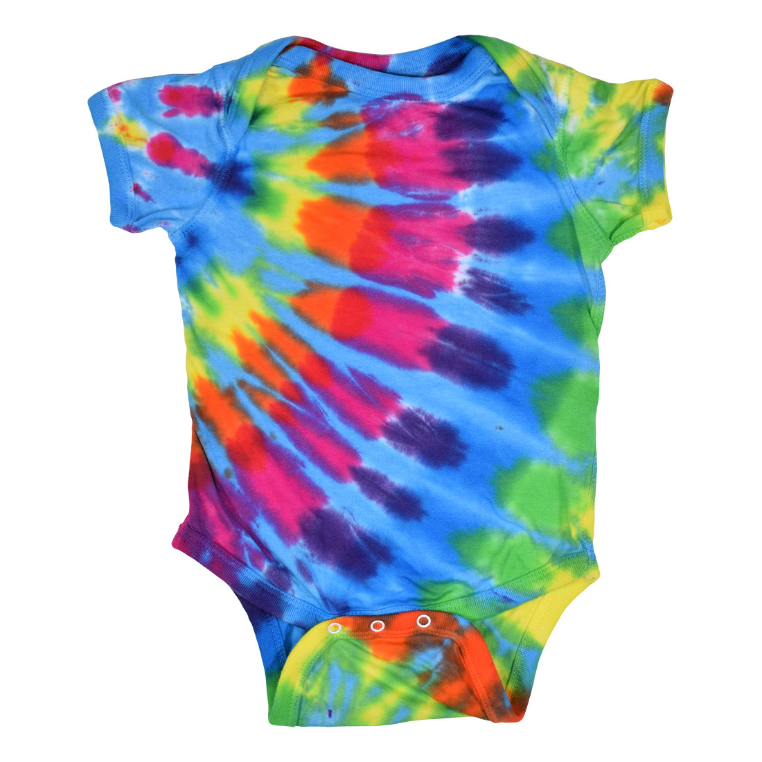 Unprinted Rainbow Blue Streak Tie-Dye Onesie Liquid Blue