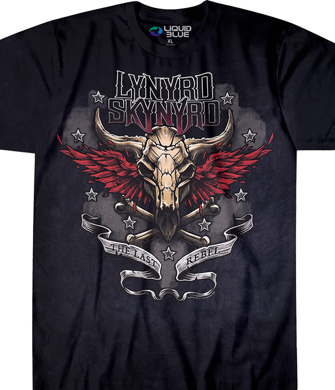 Lynyrd Skynyrd The Last Rebel Tie-Dye T-Shirt Tee Liquid Blue.