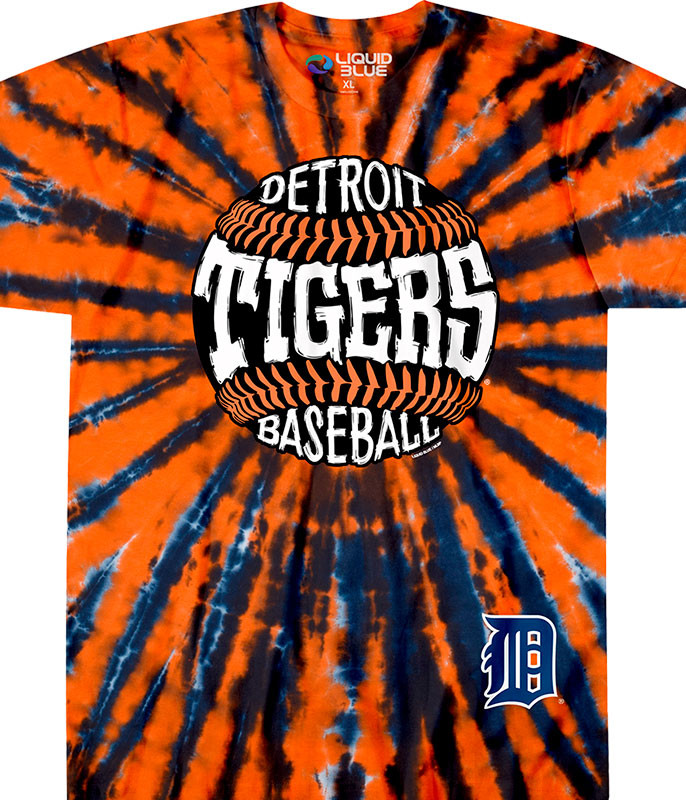 MLB Detroit Tigers Burst Tie-Dye T-Shirt Tee Liquid Blue