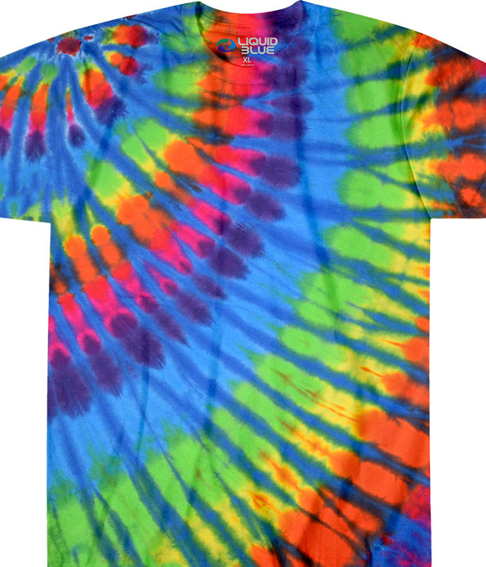 Rainbow Blue Streak Unprinted Tie-Dye T-Shirt Tee Liquid Blue