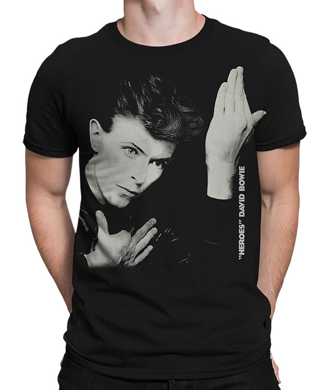 David Bowie Heroes Black Athletic T-Shirt Tee Liquid Blue